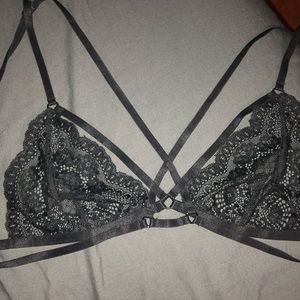 Black lace strappy bralette